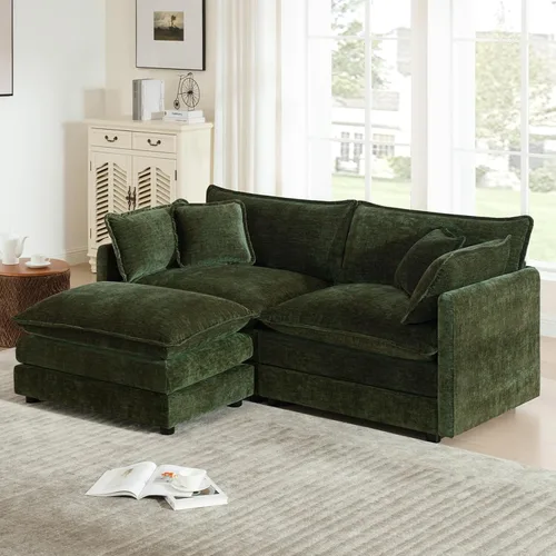 Vista 23 de GNIXUU Sofá modular de 76 pulgadas, sofá biplaza beige de 2 plazas, cómodos asientos de felpilla de 25 pulgadas de profundidad con 2 almohadas