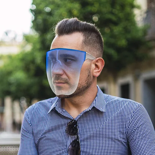 Vista 5 de Escudo facial completo anti niebla con gafas - ver a través de la máscara transparente