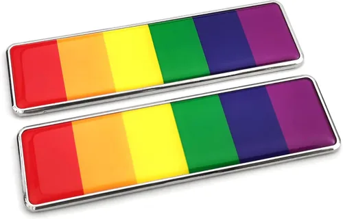 Vista 4 de PTDecals Un par de calcomanías de emblema de arco iris 3D de metal Pride Decals Universal Auto Hogar Oficina Insignia Adhesivo Decal 104.5 * 30mm