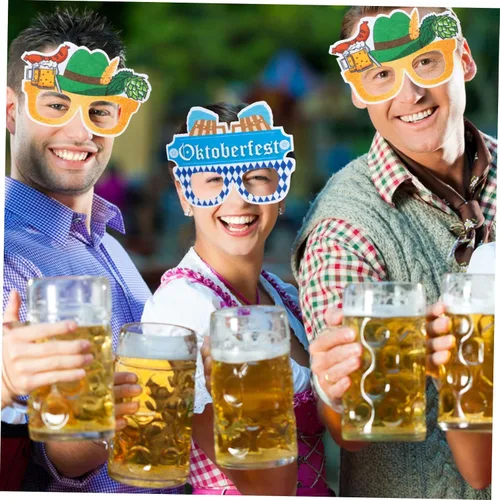 Vista 4 de LABRIMP 4 pares de decoración de Oktoberfest, anteojos de cerveza alemana, gafas de fiesta, decoraciones de fiesta, marcos de vasos de cerveza