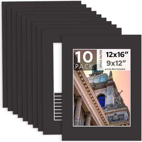 Vista 69 de MBC MAT BOARD CENTER, Paquete de 10 marcos de cartón para fotos negros de 4x6 pulgadas para 3x5 pulgadas, corte biselado, sin ácido, grosor de 4