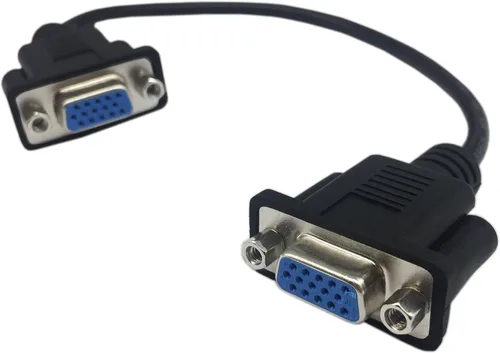 Vista 2 de CERRXIAN 1 pie VGA SVGA 15 Pin HD15 hembra a hembra cambiador de género adaptador de extensión Video Monitor Cable para PC portátil TV Porjector (ff)