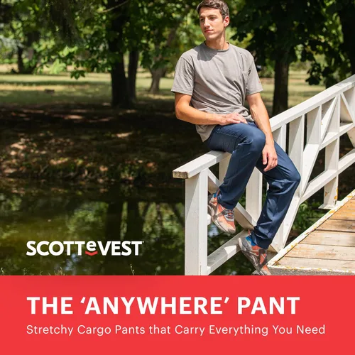 Vista 4 de SCOTTeVEST Covert Cargo - Pantalón chino para hombre, 10 bolsillos ocultos, repelente al agua para viajes y más