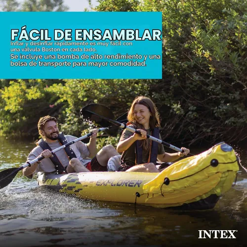 Vista 6 de INTEX Explorer Kayak - Juego portátil para 2 personas con paletas y bomba