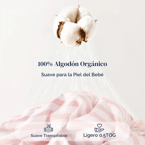 Vista 5 de PHF - Saco de dormir suave para bebé de 0 a 6 meses, 100 % de algodón orgánico, manta portátil, cierre de 2 vías, TOG de 0.5, saco de dormir