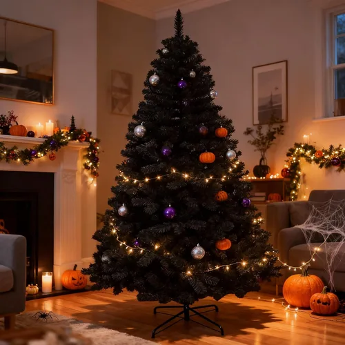 Vista 5 de SHATCHI Árbol artificial imperial negro de 4 pies, 230 puntas, árbol artificial con soporte de metal