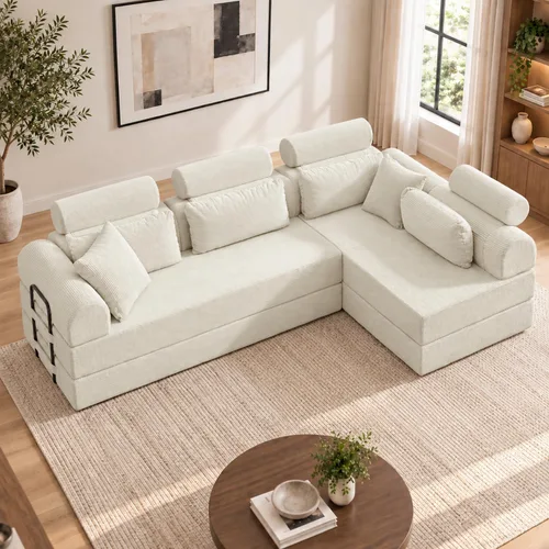 Vista 10 de Sofá modular deshuesado en forma de L de 106 pulgadas, sistema de 2 piezas (2 x 70.87 pulgadas), sofá modular convertible a sofá recto de 141.7