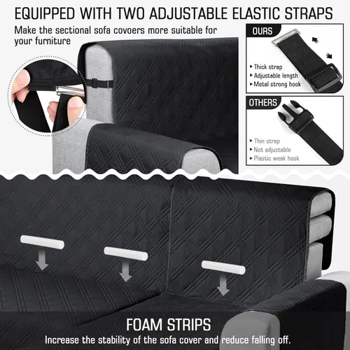 Vista 6 de TAOCOCO Fundas de Sofá Seccional 100% Impermeables en Forma de L, Fundas de Sofá de 3 Piezas, Funda de Chaise Lounge para Mascotas y Niños, Fundas