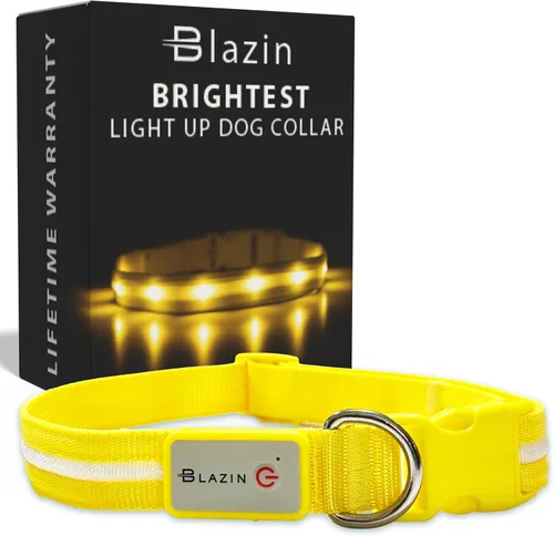 Vista 13 de Blazin - Collares luminosos para perros, collar led original para perros con 1,000 pies de visibilidad, recargable mediante USB e impermeable