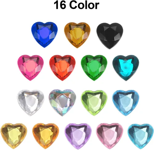 Vista 5 de MECCANIXITY 20 piezas de diamantes de imitación acrílicos de corazón de 0.787 pulgadas (0.787 in) con parte trasera plana, gemas de plástico