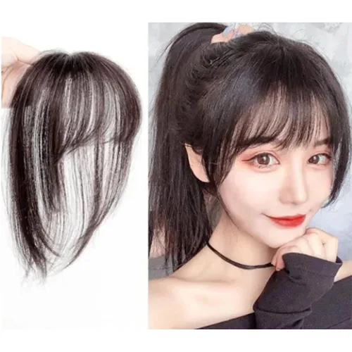 Vista 8 de Flequillo con clip en flequillo, flequillo 3D, clip de cabello realista, extensiones de cabello humano para mujer, extensiones de cabello para uso