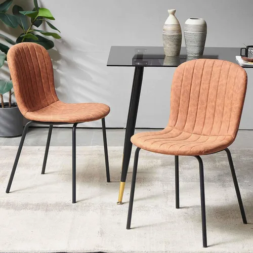 Vista 17 de Juego de mesa de comedor para 4, moderno juego de mesa de cocina de 5 piezas, mesa de comedor rectangular de 47 pulgadas y sillas vintage de piel
