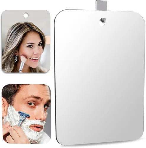 Vista 10 de Espejo de ducha para afeitar, acrílico, pequeño, para viajes, maquillaje, baño, para colgar en la pared, espejo de plástico para mujeres y hombres