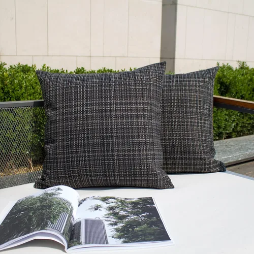 Vista 9 de Kevin Textile - Juego de 2 fundas de almohada decorativas para exteriores, impermeables, para jardín, patio, tienda de campaña, sofá, de 16 x 16
