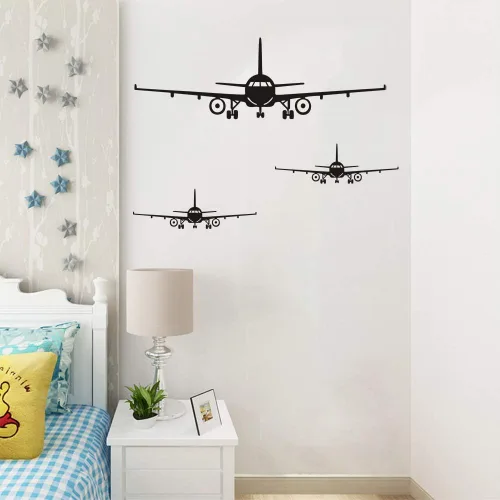 Vista 5 de 3 calcomanías de decoración de pared de avión, calcomanías de arte de pared extraíbles para bricolaje Decoración del hogar para sala de estar