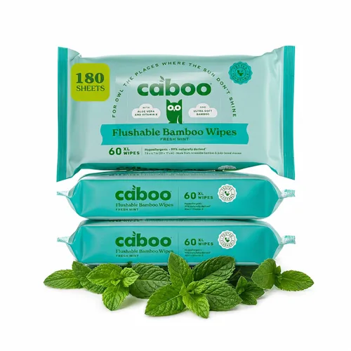 Vista 10 de Caboo Toallitas desechables de lavanda Toallitas desechables certificadas, seguras para sépticas, libres de químicos, biodegradables para adultos