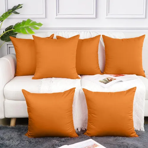 Vista 15 de Coddsmz Paquete de 6 fundas de almohada decorativas 100% algodón, fundas de cojín cuadradas de Navidad sólidas para el hogar, cama, sofá, día