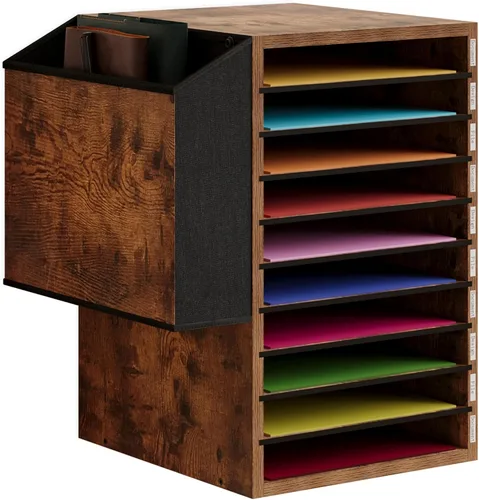 Vista 12 de Unionly, Ranura de almacenamiento de papel de organización de literatura, organizador de archivos de escritorio de oficina, buzón de madera
