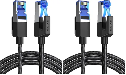 Vista 9 de UGREEN Cable Ethernet Cat 8 de 1.5 pies, cable de red trenzado de alta velocidad de 40 Gbps 2000 Mhz Cat8 RJ45 blindado para interiores, cables LAN