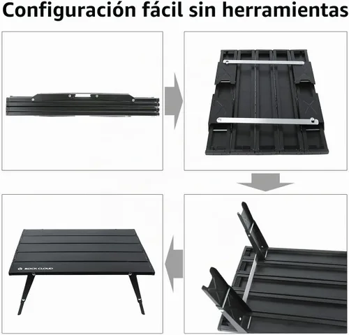 Vista 8 de Rock Cloud Mesa de Playa Plegable de Aluminio Ultraligera Ajustable en Altura, Mesa de Camping Portátil Mini Negro