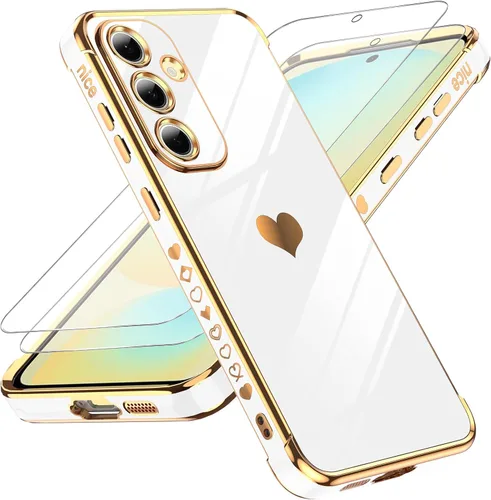 Vista 63 de LeYi Funda para Motorola-G 2025: Love Heart Plating Luxury, Negro