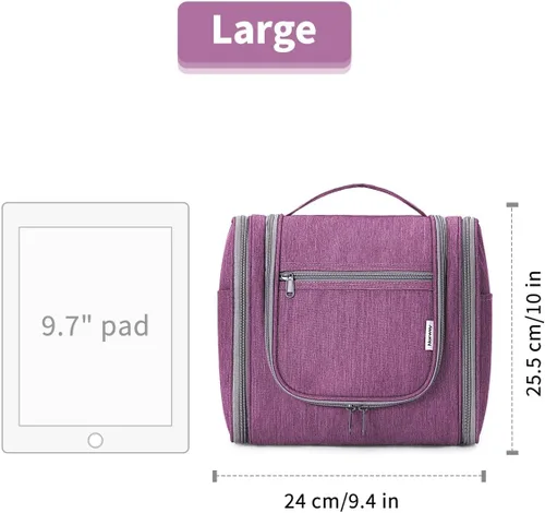 Vista 7 de Narwey - Neceser de viaje colgante, organizador de maquillaje y productos cosméticos para mujeres y hombres, Aa-morado., L