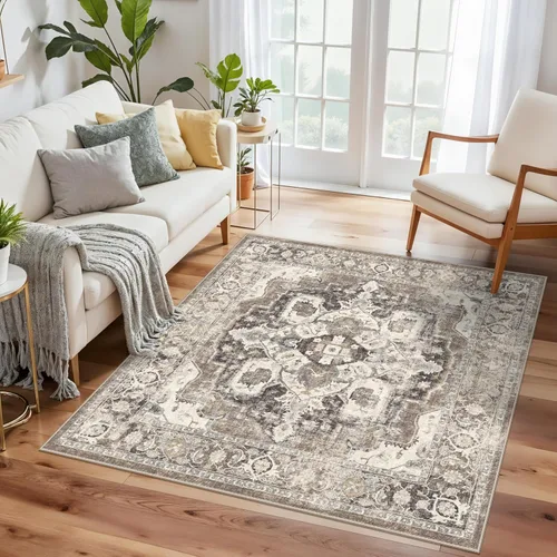 Vista 73 de YOUFORTONG Alfombra Lavable de 2 x 3 Pulgadas para Entrada: Alfombra Antideslizante Vintage para Interiores con Respaldo de Goma para Sala de Estar