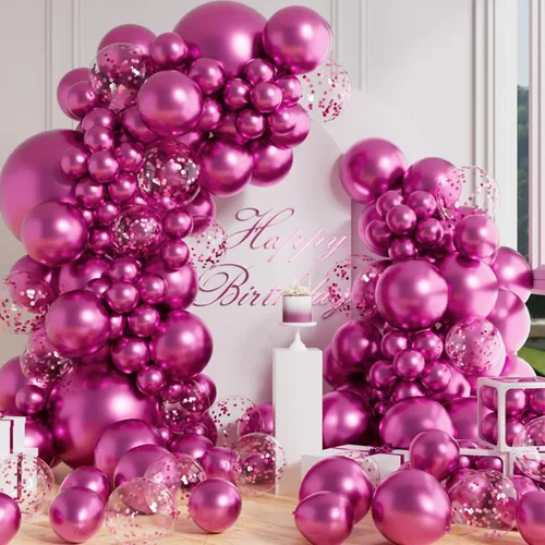 Vista 10 de AULE 100 globos metálicos negros de diferentes tamaños 18/12/10/5 pulgadas, globos de látex cromados brillantes de helio para decoración de fiesta