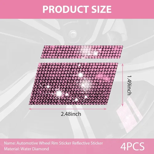 Vista 2 de UGSHY 4 PCS calcomanías brillantes para llantas de automóvil, calcomanías decorativas personalizadas de 2.4" x 1.2" con líneas brillantes