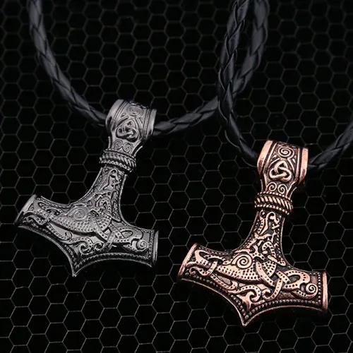 Vista 6 de Collar clásico con colgante de martillo de Thor Viking para hombre