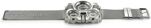 Vista 4 de Oct17 Reloj de pulsera analógico de cuarzo militar de acero inoxidable con malla de metal, correa de reloj durable, incluye subesferas, multi zona