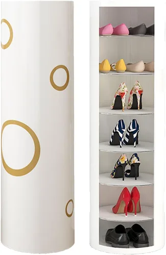 Vista 8 de Zapatero multifuncional de 360°, armario de almacenamiento para zapatos, zapatero giratorio vertical, zapatero para entrada, almacenamiento simple
