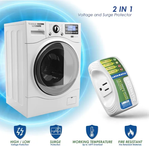Vista 3 de Protector de voltaje y sobretensiones 2 en 1 para lavadora (paquete de 2) Protects refrigerators Up to 27 cu. ft. against high and low voltage