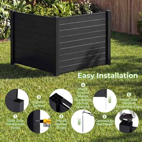 Vista 5 de GIANTEX Valla de aire acondicionado No-Dig, 2 paneles, 48 pulgadas de ancho Negro