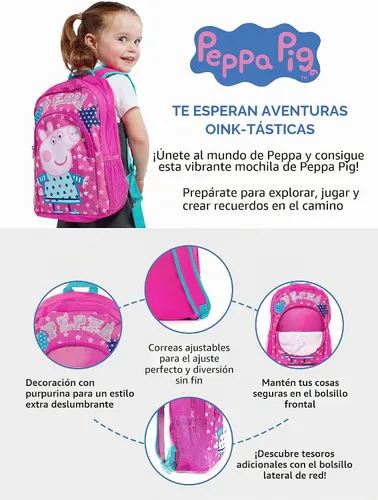 Vista 6 de Peppa Pig Mochila Mochilas para niñas Mochila escolar para niños Rosa/Rebel Fun.