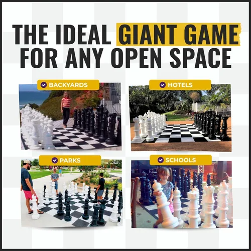 Vista 3 de MegaChess Juego de ajedrez gigante con rey de 37 pulgadas de alto, un juego de ajedrez grande para familias que buscan juegos gigantes al aire