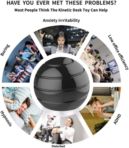 Vista 6 de Juguetes de Escritorio Cinéticos para la Ansiedad, Spinner Fidget de Ilusión Óptica de Cuerpo Completo de 1.77'', Set de Juguetes Giratorios Fidget