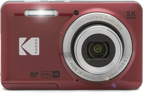 Vista 4 de Kodak PIXPRO FZ55, Cámara digital de 16 MP con gran angular de 28 mm (rojo) + paquete de accesorios