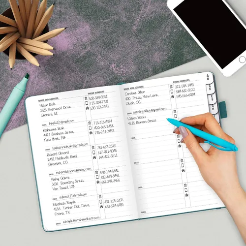 Vista 7 de Libreta de direcciones Legend Planner con pestañas alfabéticas – Libro de contactos telefónicos para números de teléfono, direcciones, contraseñas