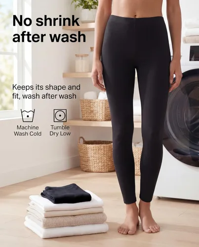 Vista 8 de no nonsense Leggings para mujer: cintura elástica suave al tacto de algodón Negro