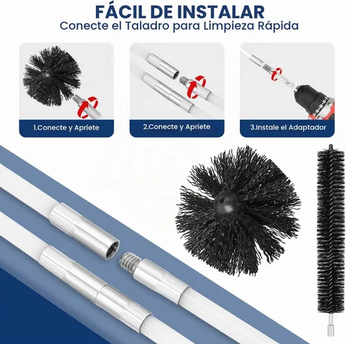 Vista 3 de HOKLNUSE Kit limpiador de ventilación de secadora, kit de limpieza de conductos para secadora, conducto de aire, HVAC, ventilación, chimenea