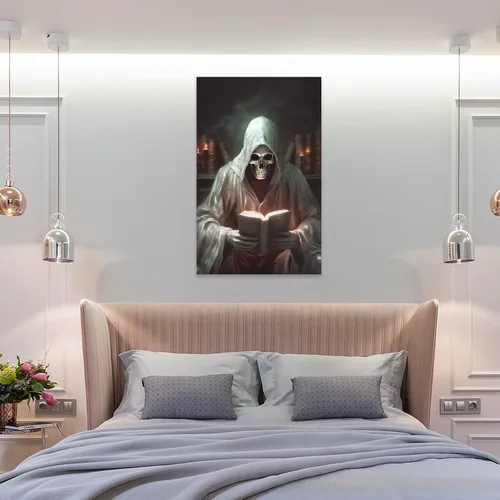Vista 5 de HHGaoArt Lienzo gótico para pared, póster de fantasmas de Halloween, imagen espeluznante en lienzo