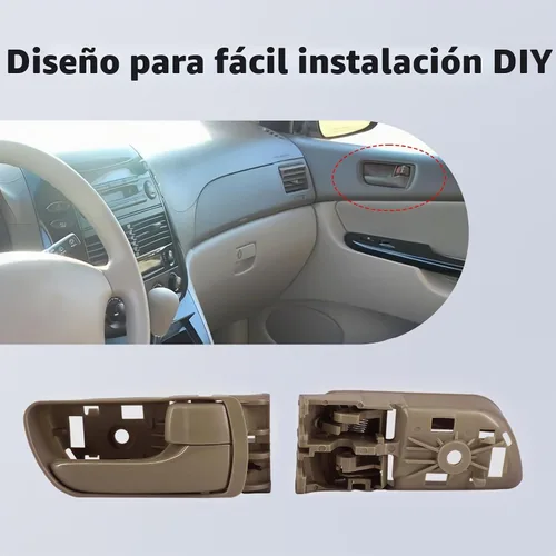 Vista 4 de Un juego de manijas interiores para puertas interiores compatibles con Sienna 2004-2010 que sustituye a 69206-AE010 FL, 69205-AE010 FR (beige)