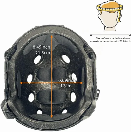 Vista 2 de Casco táctico rápido para paintball y airsoft tipo PJ Negro