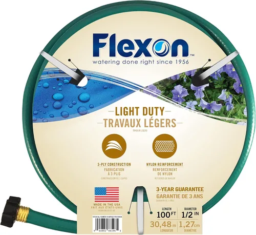 Vista 10 de Flexon Manguera de jardín de servicio ligero de 1/2" x 25 pies – Liviana, flexible, resistente a dobleces, vinilo duradero, acoplamientos a prueba