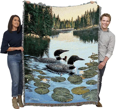Vista 13 de Pure Country Weavers Cynthie Fisher - Manta de Backwater Woodies - Tapiz de regalo de cabaña de Ducks Lake Lodge tejido de algodón, fabricado
