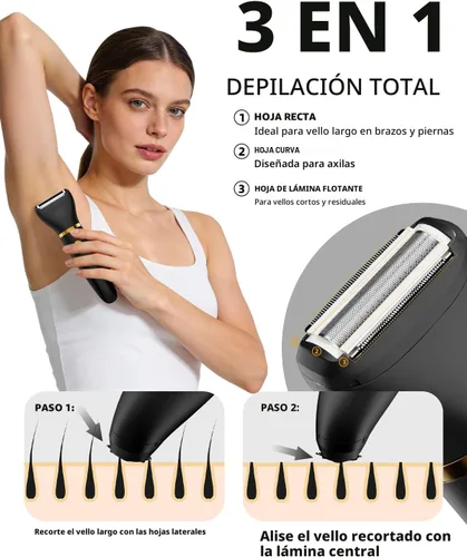Vista 3 de Ufree Maquinillas de afeitar eléctricas 3 en 1 para mujer, regalos para mujeres Negro