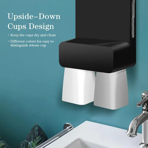 Vista 4 de UMICKOO Dispensador automático de enjuague bucal para baño, 23.67 onzas, dispensador de enjuague bucal montado en la pared con tazas magnéticas