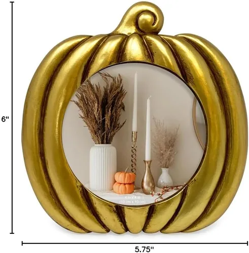 Vista 5 de Isaac Jacobs - Marco de fotos en forma de calabaza de 4 x 4 para decoración de Halloween u otoño, mesa de fotos y exhibición de pared para colgar