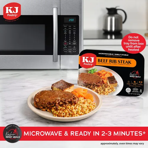 Vista 4 de KJ Poultry Comidas preparadas Kosher – Carne de carne y kugel de ternera, comidas de carne MRE listas para comer, comida de shabbos (paquete de 1)